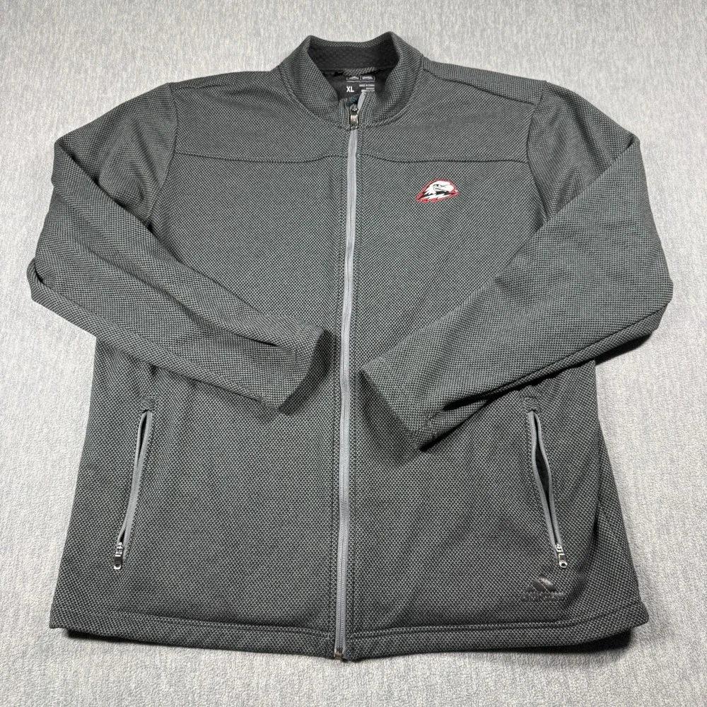 Adidas Golf Jacket Mens XL Gray Textured Knit Full Zip Warmup Mock Neck Athletic